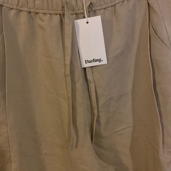 Darling, journey easy pant tan Linen Beige Cream barrel wide leg pull on S NWT - Picture 10 of 16